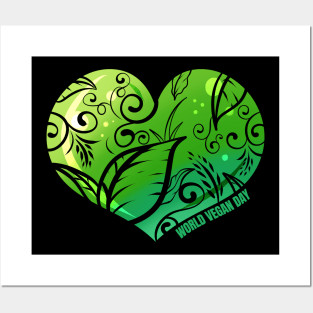 Green Heart With Ornaments, Veganism World Vegan Day Posters and Art